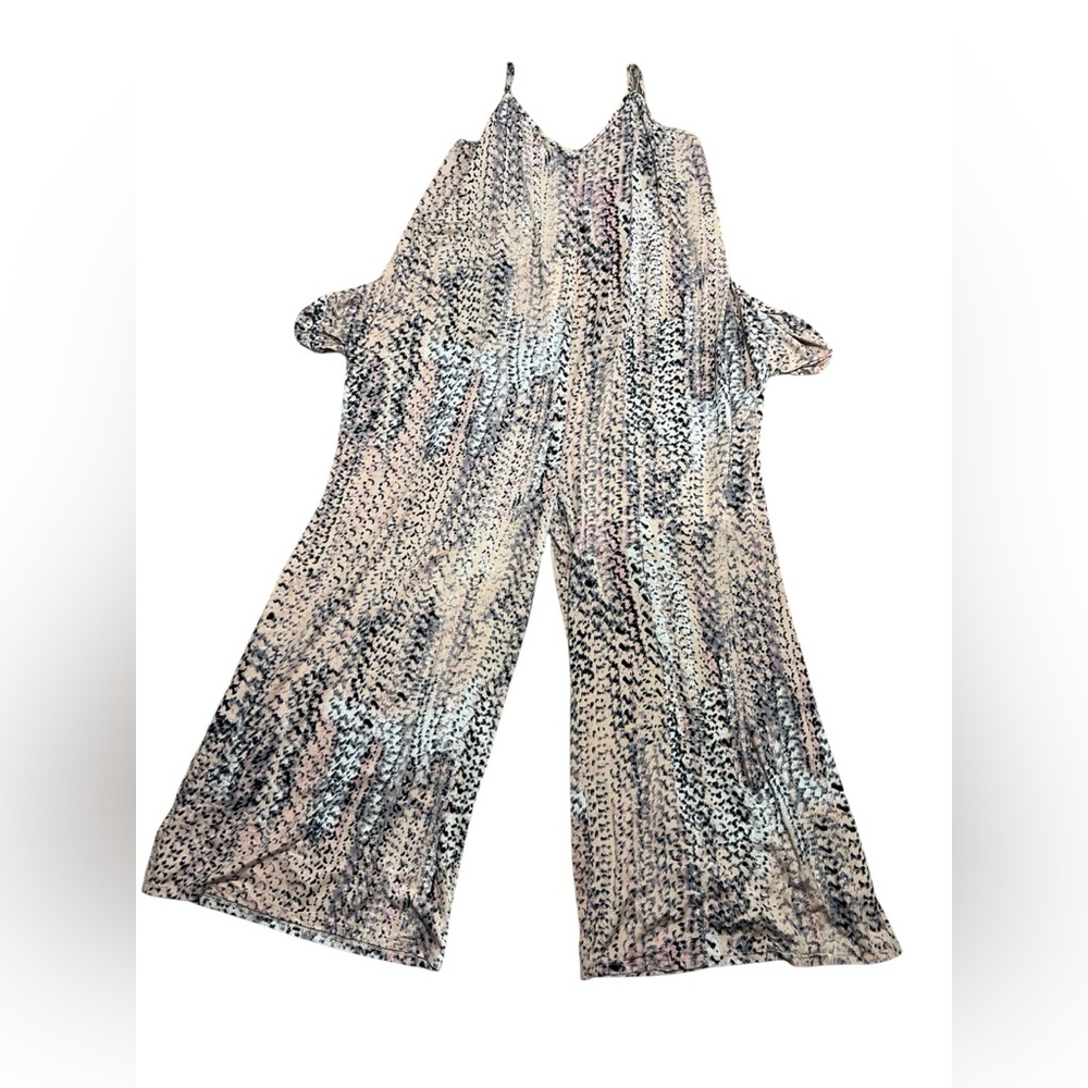 Wide-Leg Printed Jumpsuit in Blush and Black